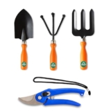 TrustBasket Set of 4 Gardening Tools Combo – Small Trowel, Cultivator, Fork & Pruner – Durable Garden Tools for Home Gardening Set, Gardening Tools Kit for Garden, Agriculture Tools & Gardening Items