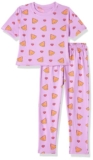 T2F Girls Cotton Printed Oversized Fit Crop Top and Pant Pajama Set Lavender