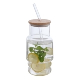 Lifelong 520 ml Glass Sipper with Bamboo Lid | Transparent Borosilicate Tuff Glass Tumbler for Milk, Juice, Cold Beverages | Aesthetic, Lightweight, Scratch Resistant & Reusable Cup