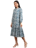 Vishudh Women 3/4 Sleeve Round Neck Dress Set VPDS000085 Blue XL