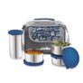 CELLO MF High Meal Combo Lunch Box Set with Bag, Blue | Set of 3 x 300ml Steel Containers + Steel Tumbler 510ml | Food Grade, Easy to Carry Air Tight Leak Proof Lunch Box Set Office, College, Travel