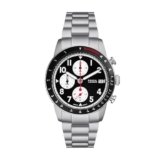 Fossil Men Sport Tourer Silver Quartz Stainless Steel Chronograph Watch Fs6045, Black Dial, Silver Band