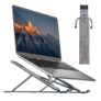 BY4U Laptop Tabletop Stand for Desk, Portable Adjustable Height Foldable Non-Slip Aluminum MacBook Computer Riser, 9 Angles Anti-Slip Compatible With 7-17 Inch Laptops (Grey)