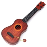 OANGO Guitar Toy for Kids 4-String Acoustic Music Learning Toys Musical Instrument Educational Guitar Toy for Beginners Kids (Brown Plastic)