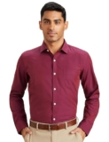 Amazon Brand – Symbol Men’s Cotton Rich Formal Shirt | Plain | Full Sleeve – Regular Fit (Available in Plus Size) (Navy/Maroon_48)