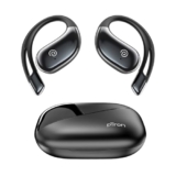 pTron Bassbuds Trendz Open Ear Wireless Earbuds, SafeBeats Design, HD Mics & TruTalk AI-ENC Calls, 45Hrs Playtime, App Support, 14.2mm Drivers, BT6.0 Headphones, Type C Charging & IPX5 (Pearl Black)