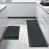 MollisHomes Anti Fatigue Kitchen Rug Sets 2 Piece Charcoal Grey Non Slip Kitchen Mats for Floor Cushioned Kitchen Rugs & Mats Waterproof Comfort Standing Mat Runner for Kitchen