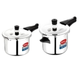 Pigeon Stainless Steel Elite Shine 2 L +3 L Combo Tri-Ply Body Outer Lid Pressure Cooker Induction And Gas Stove Compatible That Distributes Heat Evenly For Uniform Cooking, 5 Liters, Silver