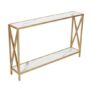 Home Sparkle Engineered Wood 2 Tier Console Table | End Table Side Table Console Table for Living Room Hall Bedroom Office | Multipurpose Table for Home Decor (Color: White Plank with Golden Frame)