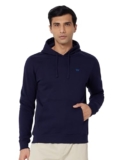 Wildcraft Men Sierra Solid Cotton Blend Hooded Casual Sweatshirt, Full Sleeve – Regular fit, Navy Blue, Large