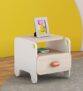 Smartsters Engineered Wood Bed Side Table with Drawer | Bedside Table | Closed and Opened Storage | Curved Corners | Pearly White | Boop | 18 x 19 x 18 inches