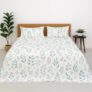 Bhoomi Impex Double Bed Bedsheet – Tranquil Green Petals Print – 90 x 100 Inches – Ultra Soft & Wrinkle-Free Microfiber Flat Sheet with 2 Pillow Covers – Breathable & Skin-Friendly