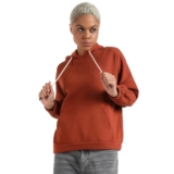 Campus Sutra Women’s Brown Oversized Basic Hoodie with Kangaroo Pocket for Casual Wear | Hooded Neck | Long Sleeve | Pull On Closure | Sweatshirt Crafted with Comfort Fit for Everyday Wear (Size:S)