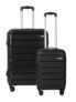 Teakwood Small-Medium Cabin Size 8 Wheels Trolley Bag, Hard Cabin with Zipper Closure, Adjustable Push Button & Cross Side Strap, TSA Lock System 360 Degree (Set of 2, Black)