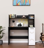 Spyder Craft Aster Engineering Wood Modern Office Desk Study Table Computer Table for Office Work from Home Kids Study Room Workstation with Storage-Black – White (Y1)