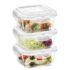 CELLO Glassy Square Lunch Box with Jacket For Office, Transparent | 2 x 320ml, 2 x 240ml Glass Containers, Microwave Safe Leadfree Toughened Glass, Airtight Leakproof Tiffin Box For Daily Use & Travel