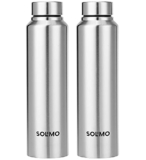 Amazon Brand – Solimo Stainless Steel Water Bottle, Set of 2, 1 L Each (Blitz)