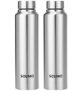 Amazon Brand – Solimo Stainless Steel Water Bottle, Set of 2, 1 L Each (Blitz)