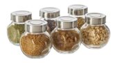Amazon Brand – Solimo Glass Transparent Storage Jar with Steel Cap for Pickles, Spices | BPA Free | Set of 6 | 200 ml