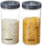 Amazon Brand – Solimo Twist & Lock Plastic Storage Container Set, 1400 ml, Set of 2, Grey