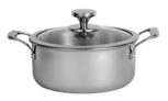 Nirlon Platinum Triply Stainless Steel Casserole with Glass Lid, 20 cm|2.8 Liter