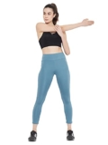 Clovia Women’s Snug Fit Active High-Rise Ankle-Length Tights (AB0042T03_Blue_S)