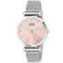 Louis Devin Pink Dial Mesh Steel Chain Analog Wrist Watch for Women | LD-L157-PNK-CH