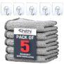 SHITHI ENTERPRISES Multipurpose Wire Dishwashing Cloths for Kitchen | 5 PCS Adhesive Sticky Wall Hooks | Reusable Non Scratch Scrubbers for Washing Dishes & Stove Cleaning (5 Cloths & 5 J Hooks)