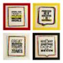 Indianara Set of 4 Motivational Quotes Paintings in Red Yellow Black White Frames (2120) without glass 9.5 x 9.5 inch each