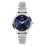 TIMEX Analog Watch for Women with Blue Round Dial & Silver Stainless Steel Bracelet Band Water Resistant Women’s Wrist Watches – TWEL20201