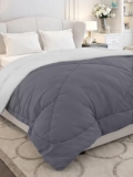 Monte Carlo Polyester Comforter Double Bed | 200 GSM Lightweight & Reversible | Soft Quilt for Mild Winter | Easy Care All Season Comforter (Charcole) | 87 x 94 Inches