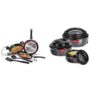 Milton Pro Cook Kitchen Jewel 5-Piece Non-Stick Cookware Set Peach & Ernesto Inner Stainless Steel Jr. Casserole Set of 3 Grey, Stackable & Easy Carry