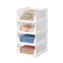 Sulfar Foldable Cupboard Organizer For Clothes – Stackable Closet Organizer For Wardrobe – For Shirt | Pants | Jeans – Plastic Cupboard Dress Racks For Clothes Storage (White) Pack of 4