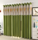 Galaxy Home Decor Floral Net Curtains for Window 6 Feet, Pack of 2, Green (Green, Window 6 Feet)