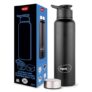 Pigeon Plastic, Stainless Steel Inox Hydra Duo, Dual Cap, Flipper And Fridge In One Bottle, Easy To Use, Multipurpose All In One Bottle 900Ml, Black