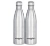 Snapple HYDRA Single Wall Stainless Steel Water Bottle for Fridge | Gym | Home | Office | 1000 ml Water Bottle (Pack of 2, Silver, Steel)