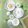 Larah by Borosil Silk Series Luna Opalware Dinner Set with Steel Spoon | 55 Pcs for Family of 8 | Microwave & Dishwasher Safe | Bone-Ash Free | Crockery Set for Dining & Gifting | Plates & Bowls