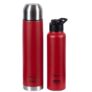 Pigeon by Stovekraft Therminox Stark Plus Vacuum Insulated Flask 1000ml + INOX Hydra Single Walled Fridge Bottle 900ml Bottle Combo, (Red) |Leak Proof|Kitchen|Travel|Office|Gym|Stainless Steel