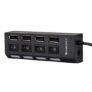 ZEBRONICS 150Hb 4 Port USB Hub with Dedicated On/Off Switch, Led Indicators, 45Cm Cable Length, Optional Power Input Port, Multi Device and Plug Play Usage