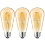 Vibunt Edison Tungsten Filament Antique Glass Light Bulbs Vintage Base E27 Bulb Yellow Light for Home Decoration, Living Room, Hall, Balcony, Restaurant Bar Lighting (pack of 3)