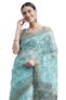 MIRCHI FASHION Women Plain Weave Kota Doria Cotton Geometric Printed Saree with Blouse Piece (38425A – Turquoise, White)