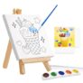 Toyshine Kids Pocket Canvas Painting Kit with Wooden Easel & Water Colors | Pre-Printed Animal Canvas Art Set | DIY Painting & Drawing Activity Toy for School Projects & Birthday Return Gift – Mix Design