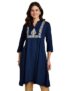 Amazon Brand – Myx Women’s Embroidered A-line fit Kurta (MYX-AW23-KU-13_Indigo Blue_M)