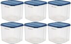 Floraware 4.5 Litres Modular Multi-Purpose Plastic Containers with Lid for Kitchen Storage | Food Grade BPA Free Leak Proof | Spices Atta Grains and More Organizers Set 6 (4500ml, Blue)