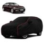 Sulfar 100% Water Resistant Car Body Cover Compatible with Mirror for BMW 6 Series (Triple Stitched, Full Bottom Elastic, Black with Red Piping)