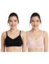 Amazon Brand – Symbol Women’s Cotton Stretch Non Padded Wire Free Full Coverage Lift Up Bra (Pack of 2) (BRA-14 Cont_Black-Blush_34B)