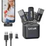 SJCAM M3 Wireless Lavalier Microphone (2TX+1RX) for Smartphones/iPhone | 7H Battery Life | 2.4GHz WiFi | 152m(500ft.) | Mini Clip-on Mic for Podcast, Interview, Video Recording with Charging Case