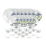 La Opala Diva Classique Collection Opal Glass Crockery | for Family of 6 | Dinner Set 35 pcs Royal Iris | Plates & Bowls for Dining | Microwave Safe | 100% Vegetarian | Extra Strong | White