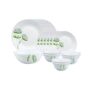 Larah by Borosil Green Lily Opalware Dinner Set, 19 Pieces, White