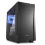 Sharkoon S1000 Window Mid Tower PC Computer Case I Support Mini-ITX, Micro-ATX Motherboard I Acrylic Side Panel with 2 x 120 mm Fan (pre-Installed) – Black